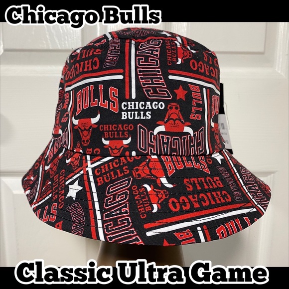 Chicago Bulls NBA Bucket Hat Classic Ultra Game Black / Red Retro ONE SIZE NEW - Picture 3 of 5